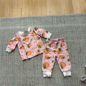 Pumpkin Print Pink Kids Pajamas